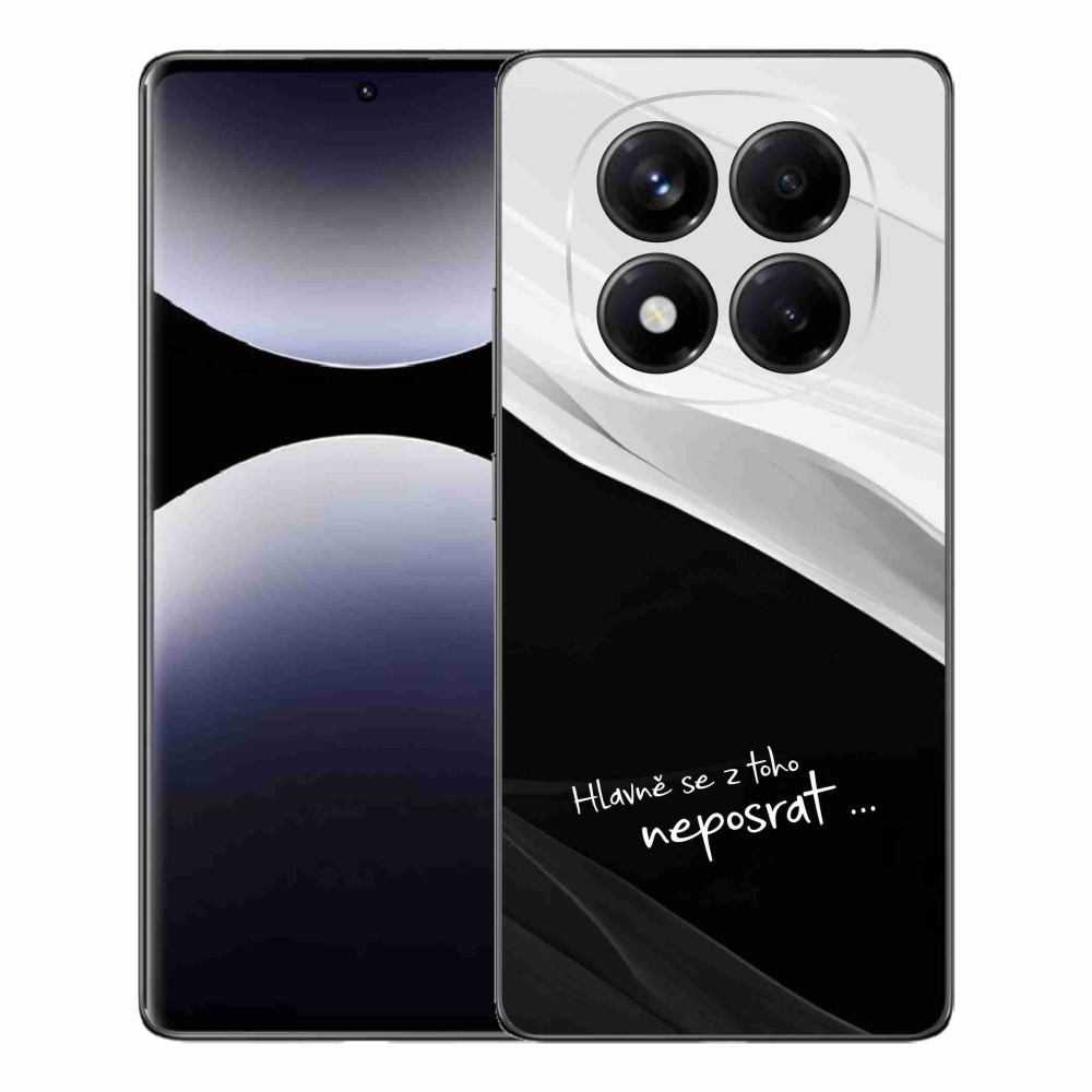 Gélový kryt mmCase na Xiaomi Redmi Note 14 Pro - vtipný text 13 čiernobiele pozadie
