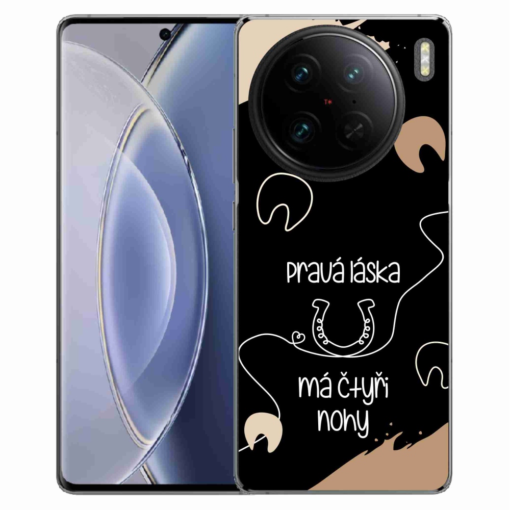 Gélový kryt mmCase na Vivo X90 Pro - konský motív čierne pozadie