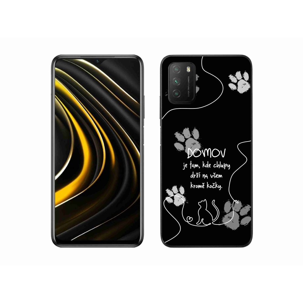 Gélový kryt mmCase na Xiaomi Poco M3 - mačacie motív čierne pozadie