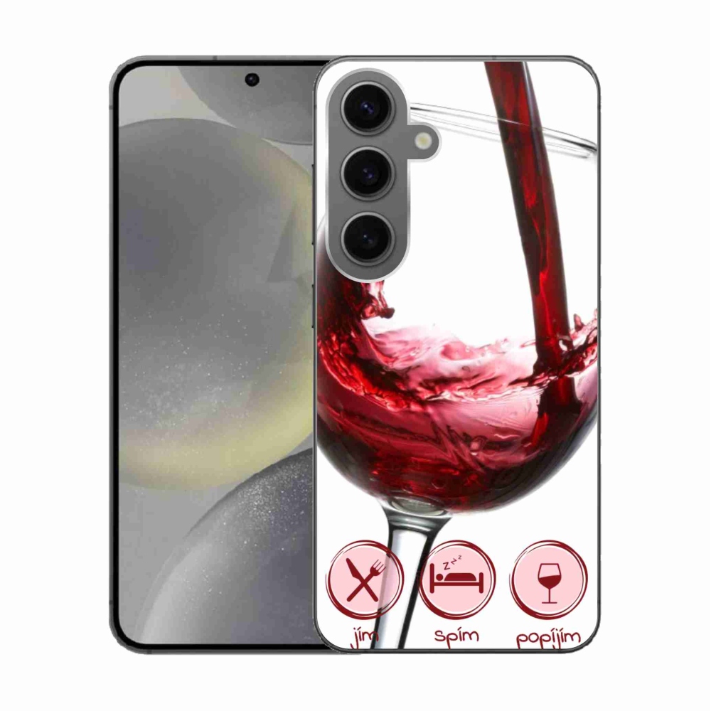 Gélový obal mmCase na Samsung Galaxy S24 - pohár vína červené