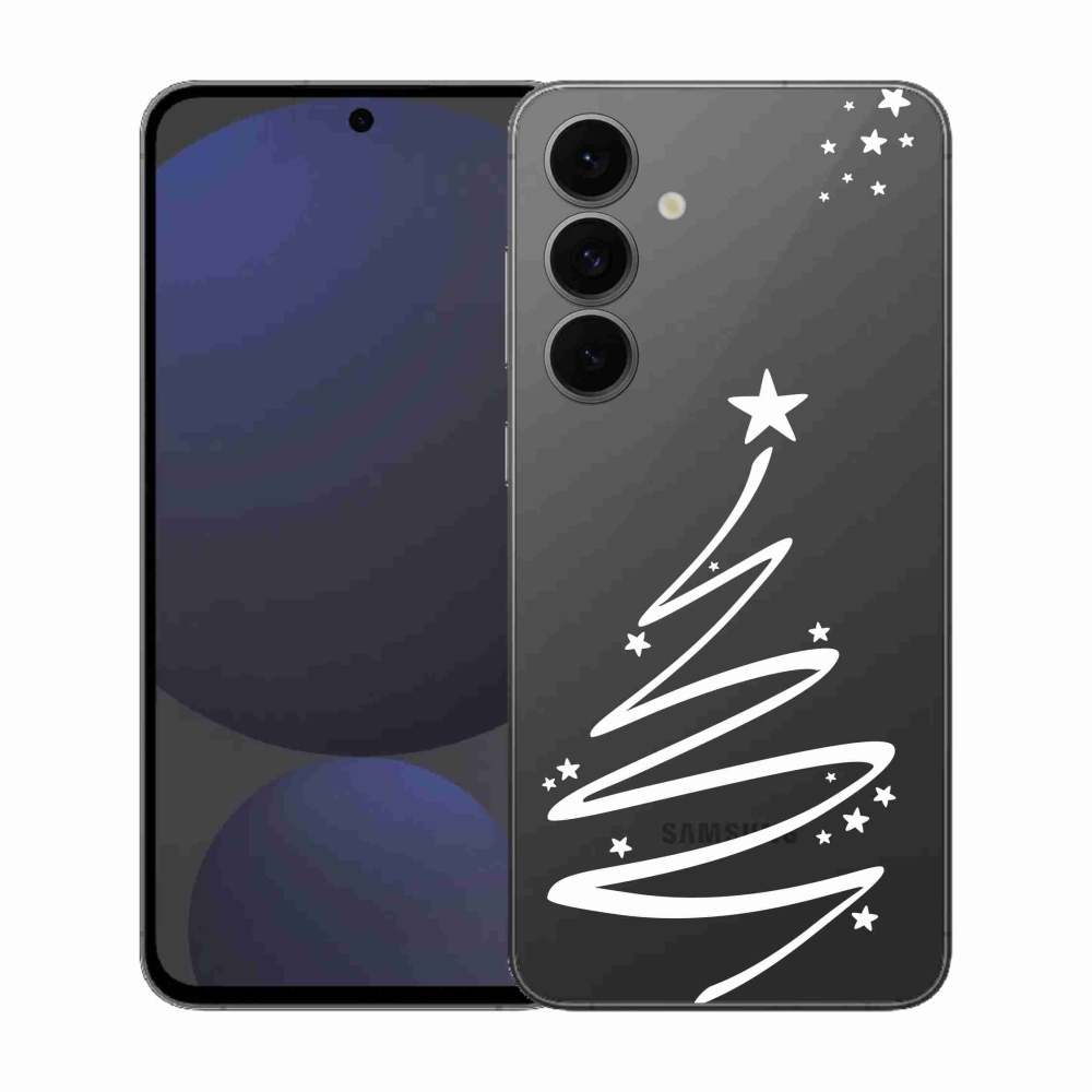 Gélový kryt mmCase na Samsung Galaxy S25 FE - biely stromček na priehľadnom pozadí