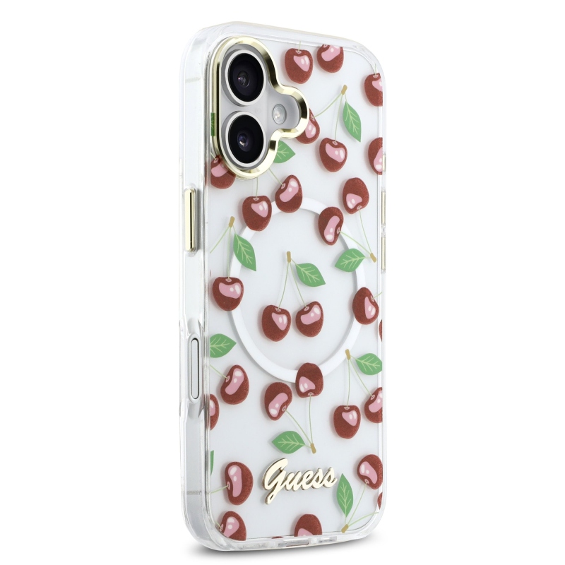 Guess IML Glitter Cherry MagSafe zadný kryt pre iPhone 17