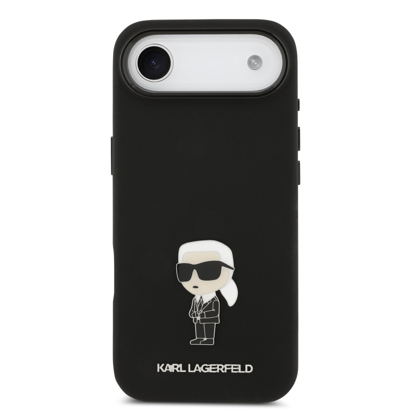 Karl Lagerfeld Liquid Silicone Metal Ikonik Zadný Kryt pre iPhone Air Black