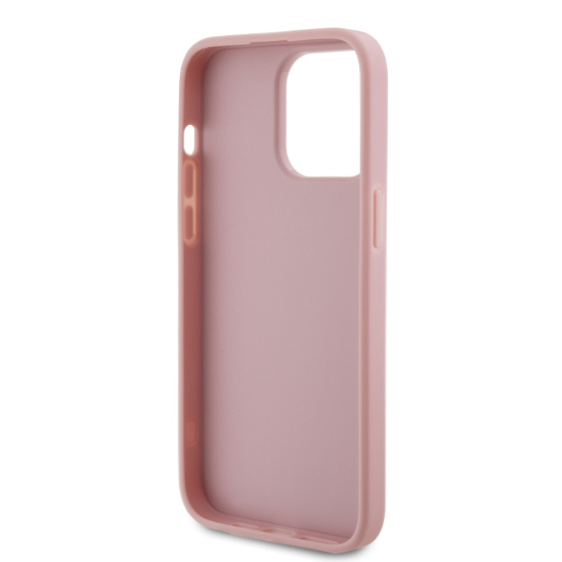 Guess PU Fixed Glitter 4G Metal Logo Zadný Kryt pre iPhone 15 Pro Max Pink