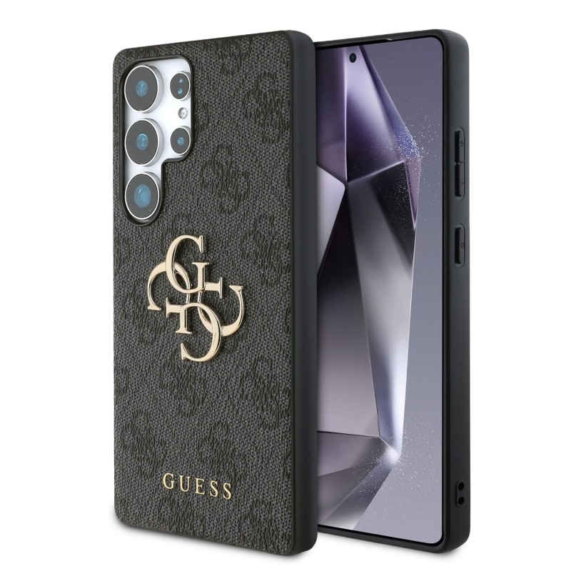 Guess PU 4G Metal Logo Zadný Kryt pre Samsung Galaxy S25 Ultra Grey