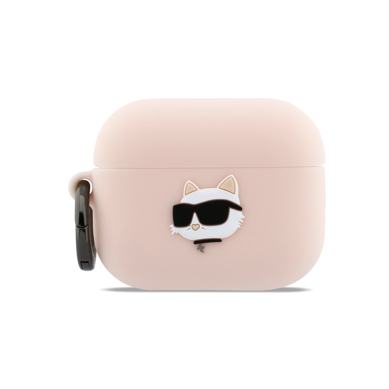 Karl Lagerfeld 3D logo NFT Choupette Head Silikónové puzdro pre AirPods Pro 3 Pink