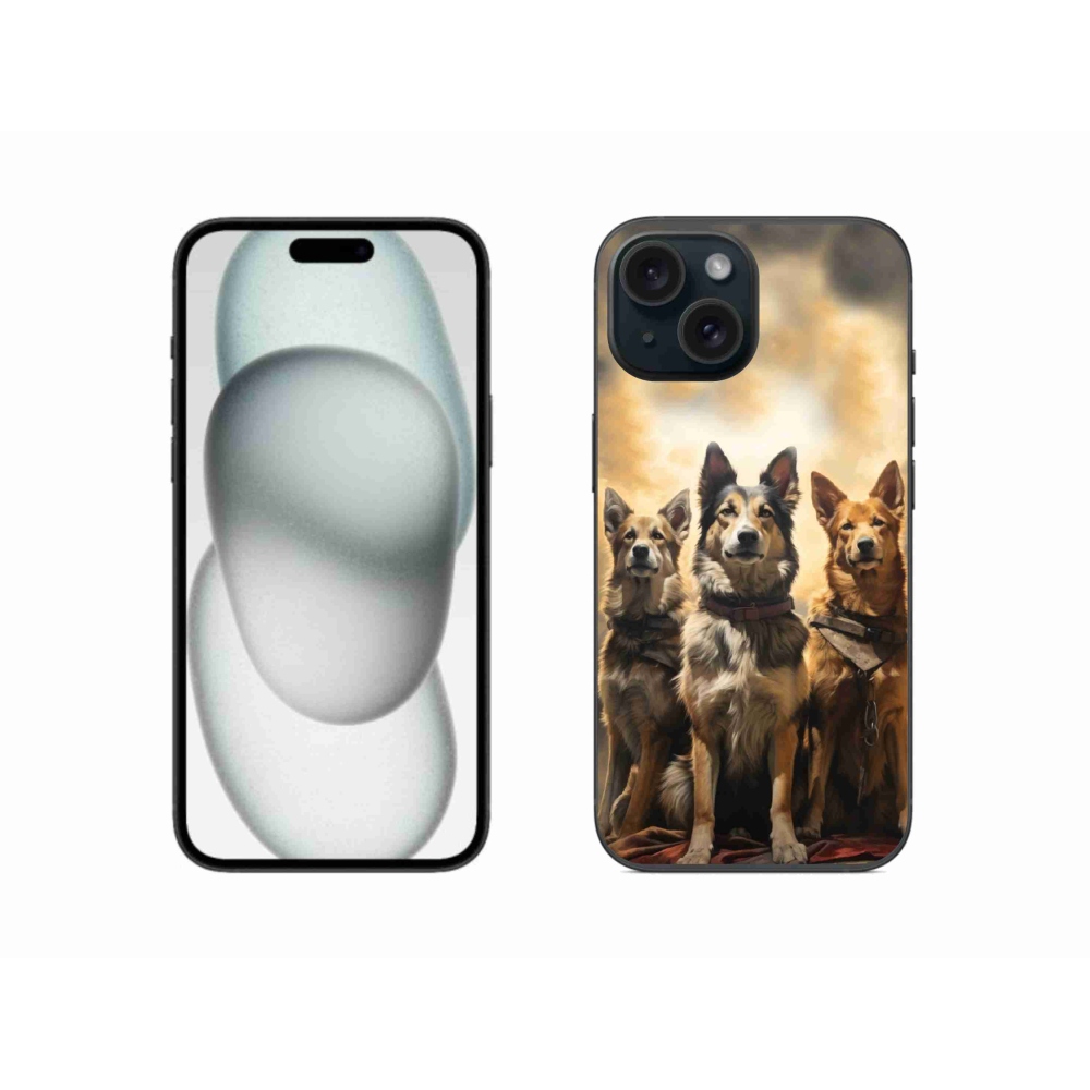 Gélový kryt mmCase na iPhone 15 - tri psy