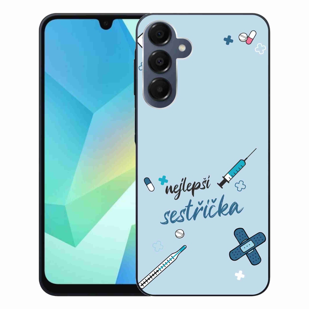 Gélový kryt mmCase na Samsung Galaxy A16 4G/5G - najlepšia sestrička modré pozadie