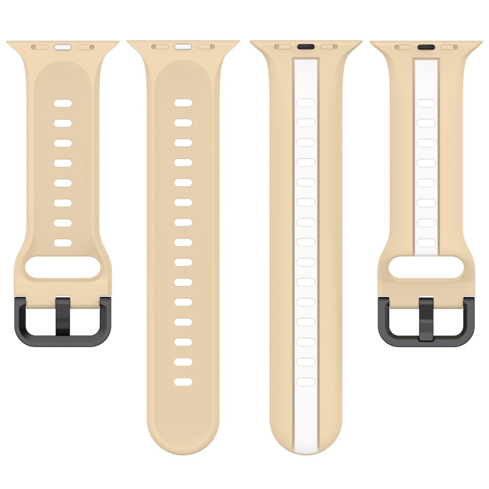 Strap silikónový remienok na Apple Watch Ultra/Ultra 2 49mm/SE/SE 2022/2023 44mm/9/8/7 45mm/6/5/4 44mm/3/2/1 42 mm - khaki/biely