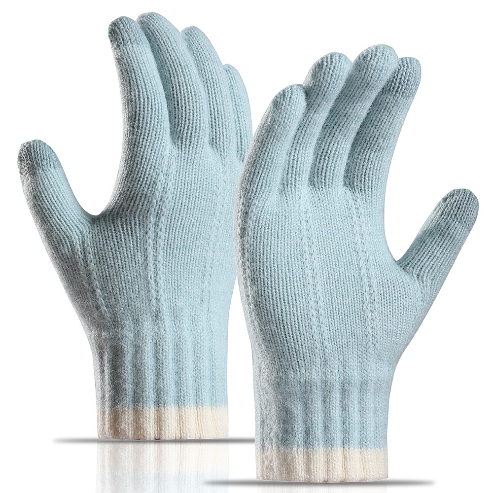Decor dámske dotykové zimné rukavice - svetlomodré