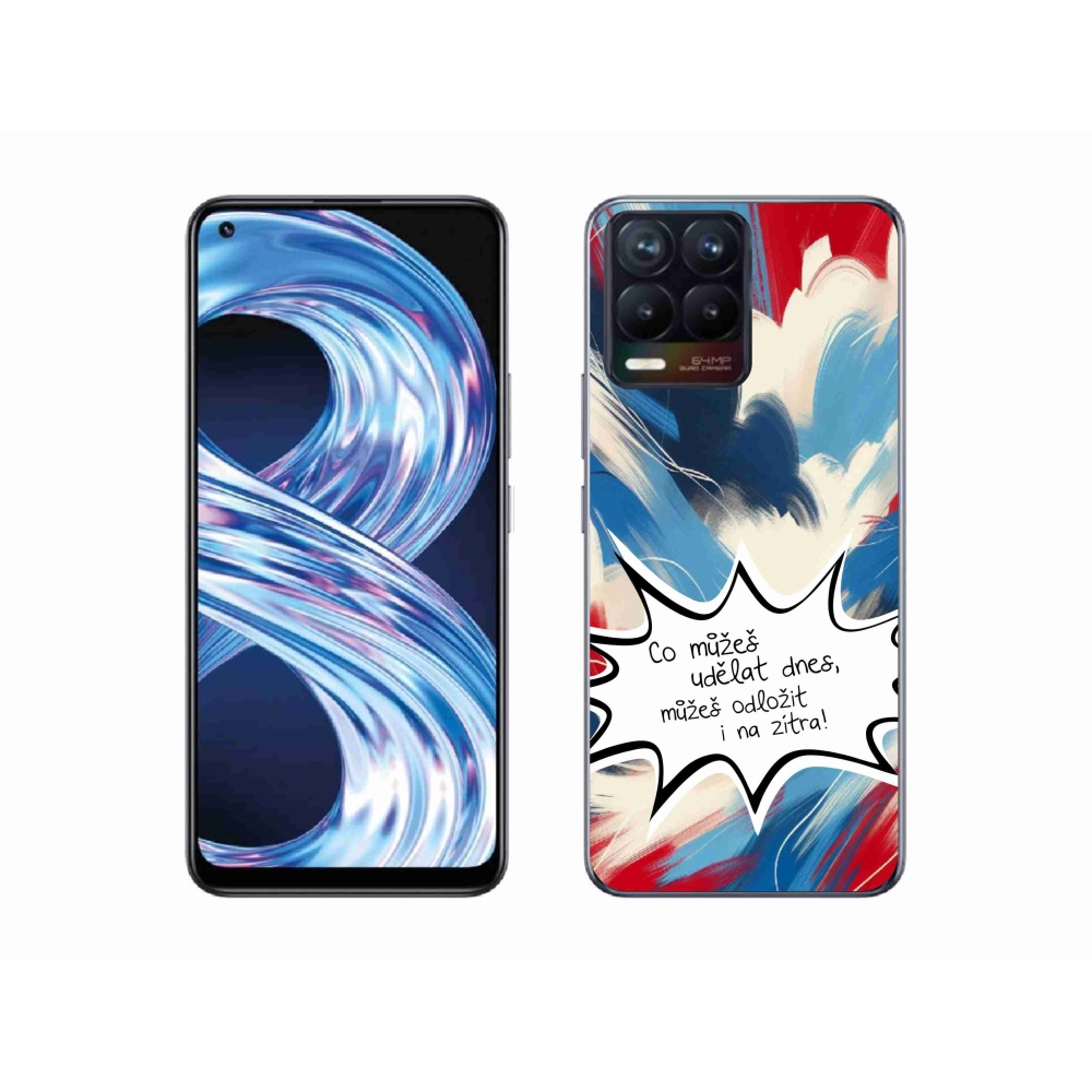 Gélový kryt mmCase na Realme 8 4G - vtipný text 9 biele pozadie