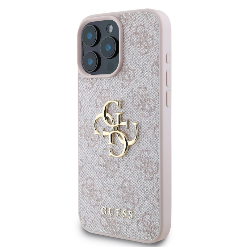 Guess PU 4G Metal Logo Zadný Kryt pre iPhone 16 Pro Max Pink