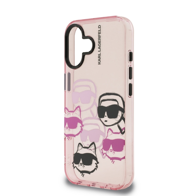 Karl Lagerfeld IML Multi K&CH Heads Zadný Kryt pre iPhone 16 Pink