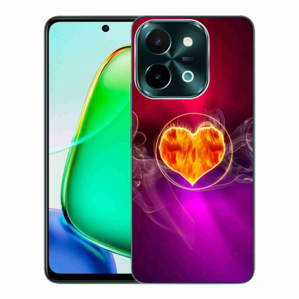 Gélový kryt mmCase na Vivo Y28 - ohnivé srdce