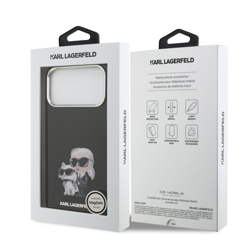 Karl Lagerfeld IML Aquarelle Karl and Choupette Zadný kryt pre iPhone 17 Pro Max Black