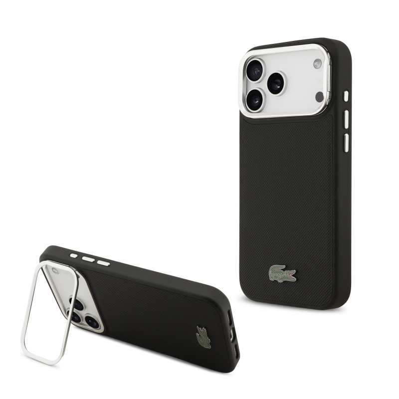 Lacoste Iconic Petit Pique Camera Stand MagSafe zadný kryt pre iPhone 17 Pro Max Black