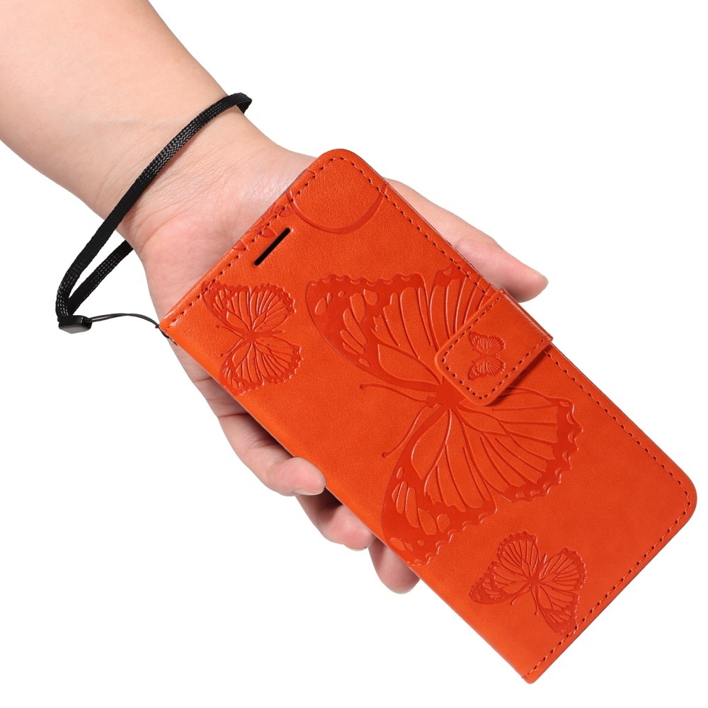 Big Butterfly knižkové púzdro na Xiaomi Redmi Note 14 - oranžové