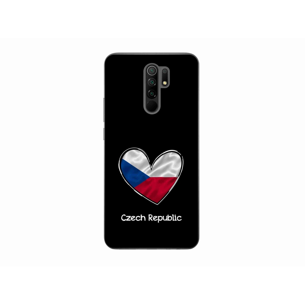 Gélový kryt mmCase na Xiaomi Redmi 9 - vlajka srdca čierne pozadie