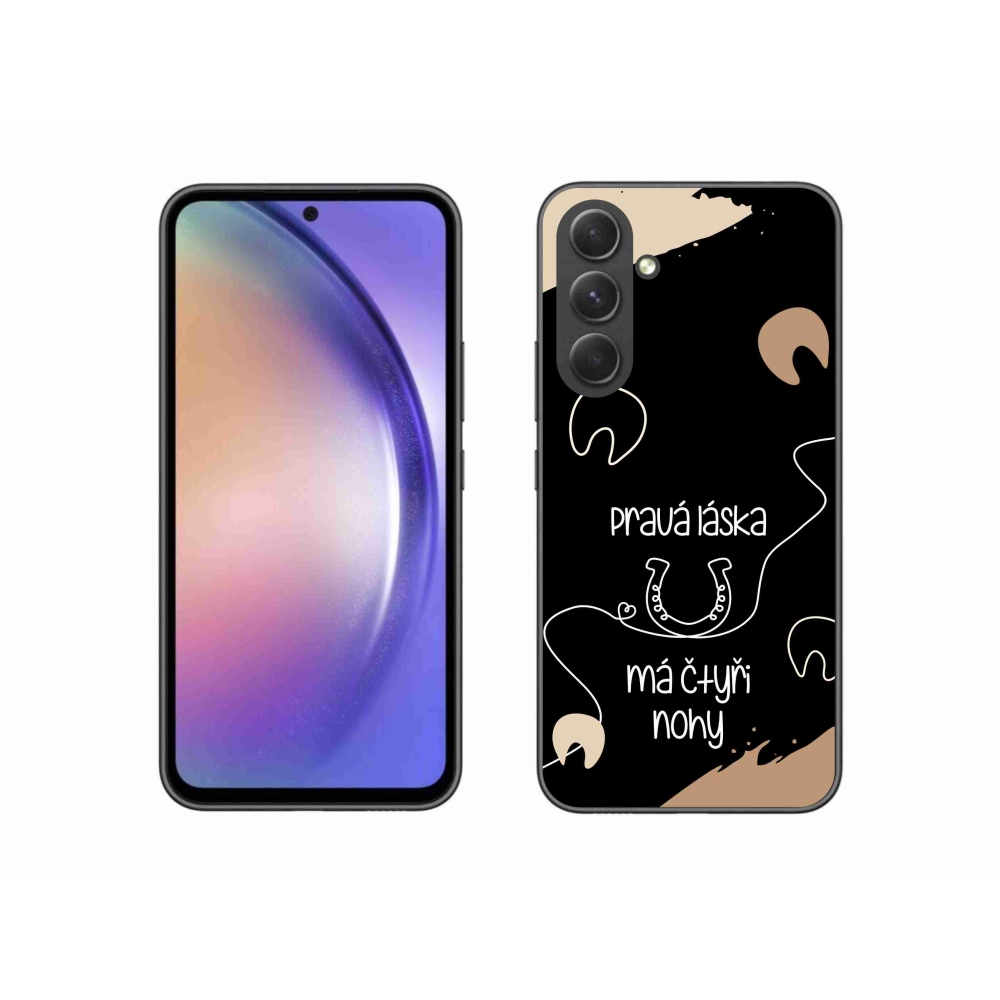 Gélový kryt mmCase na Samsung Galaxy A54 5G - konský motív čierne pozadie