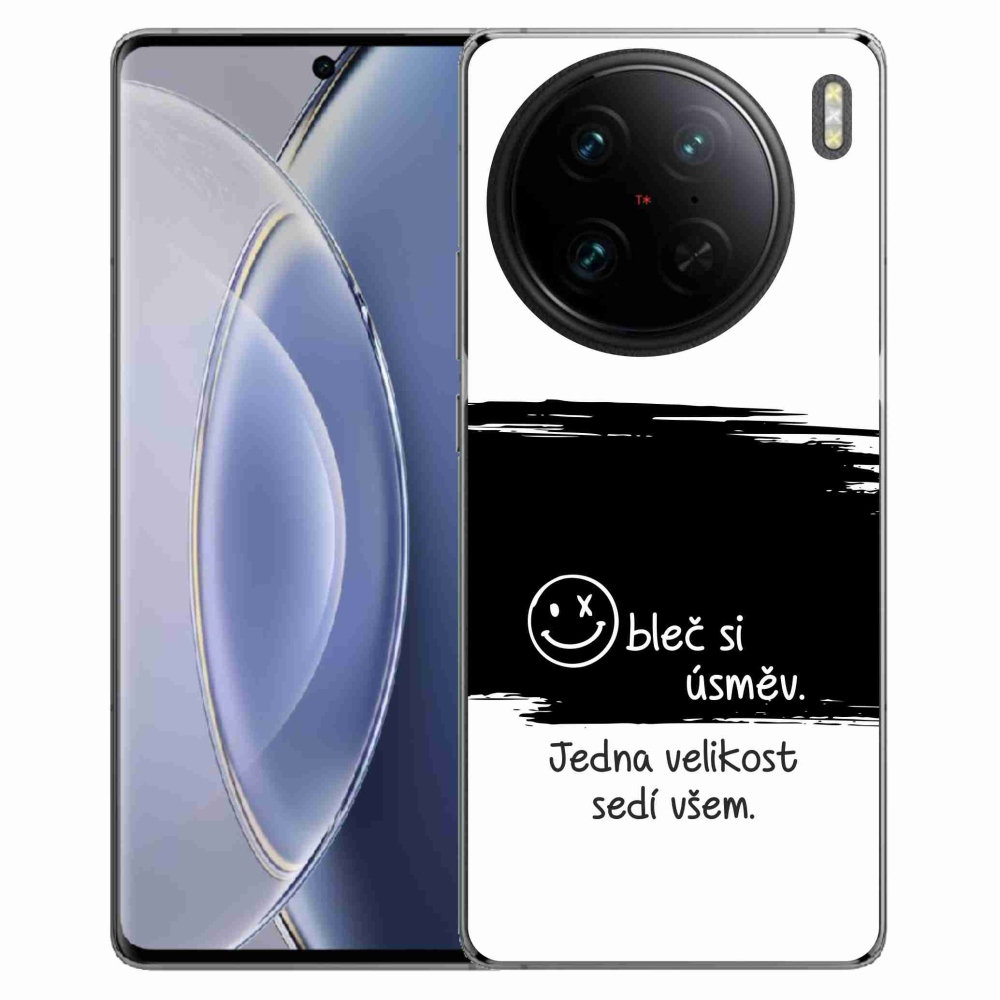 Gélový kryt mmCase na Vivo X90 Pro - vtipný text 8 čiernobiele pozadie