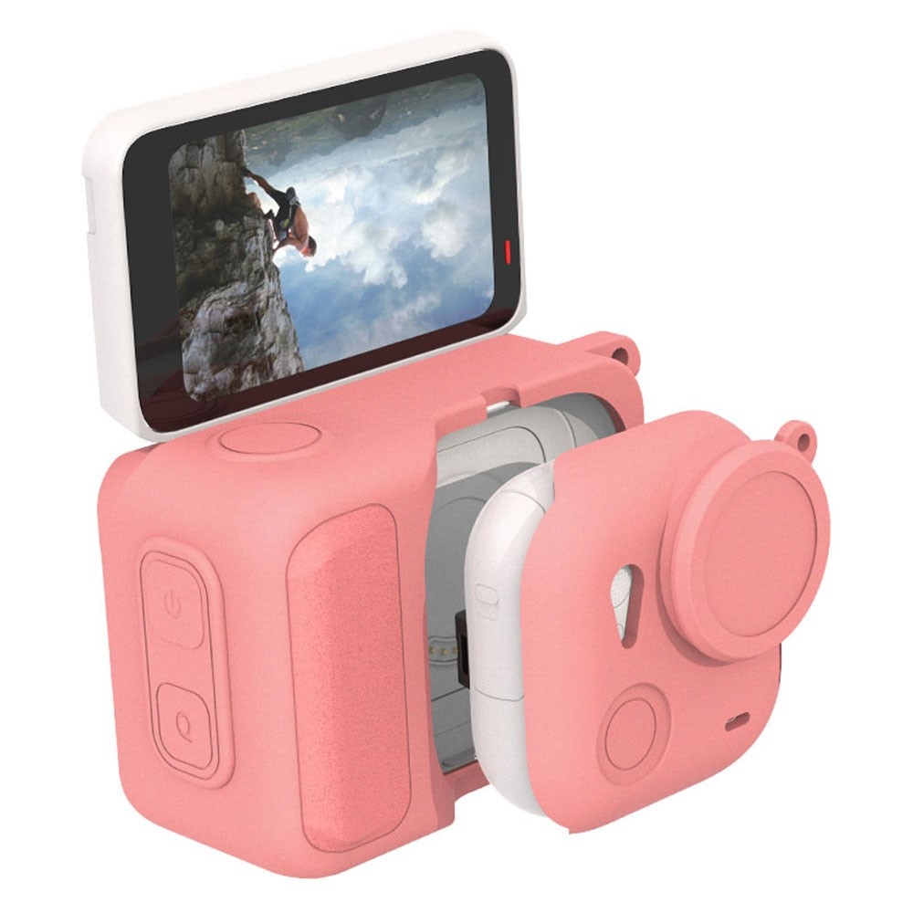 Silikónový ochranný obal s krytkou objektívu pre Insta360 GO Ultra – ružový