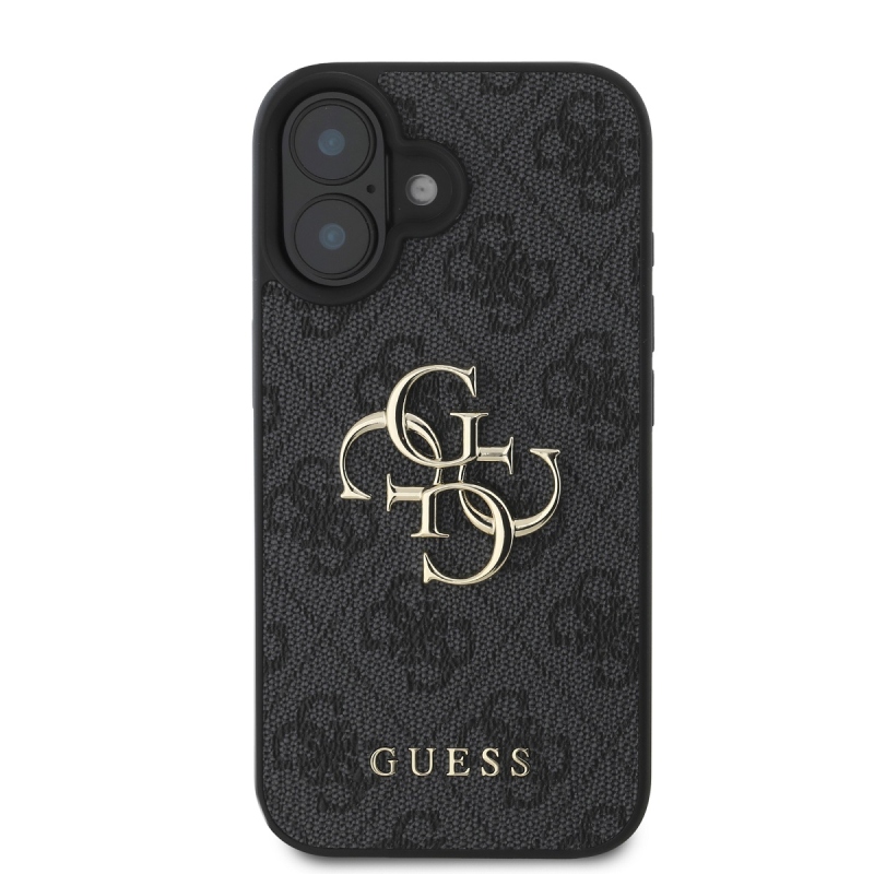 Guess PU 4G Metal Logo Zadný Kryt pre iPhone 16 Plus Grey