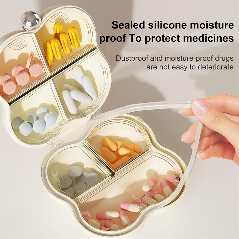 Mini organizér na lieky a šperky so 7 priehradkami - kvetinový biely