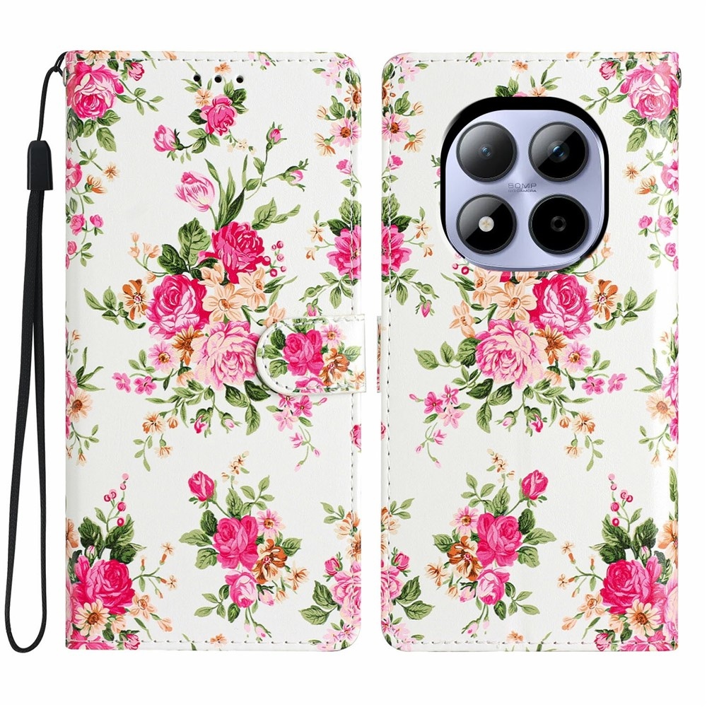 Unique knižkové puzdro na Xiaomi Redmi Note 15 Pro 5G - červené kvety