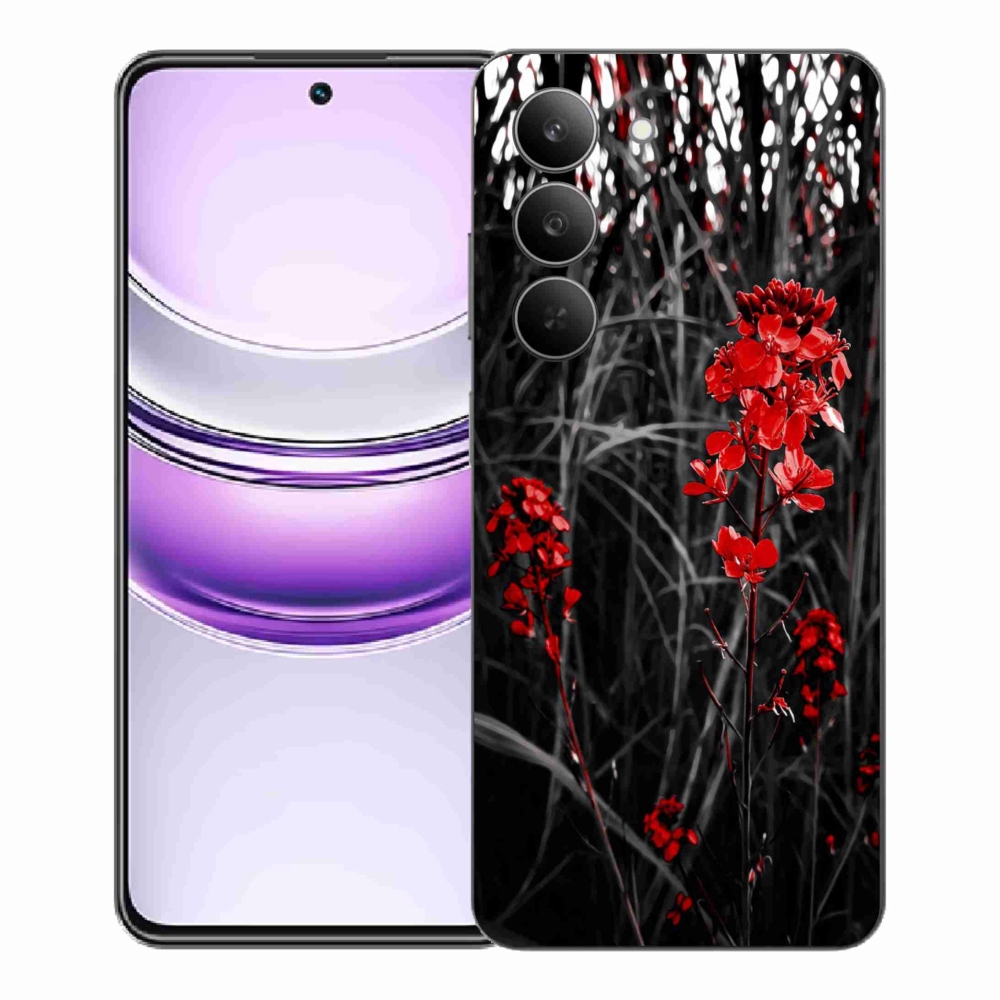 Gélový kryt mmCase na Realme 14x 5G - červená rastlina
