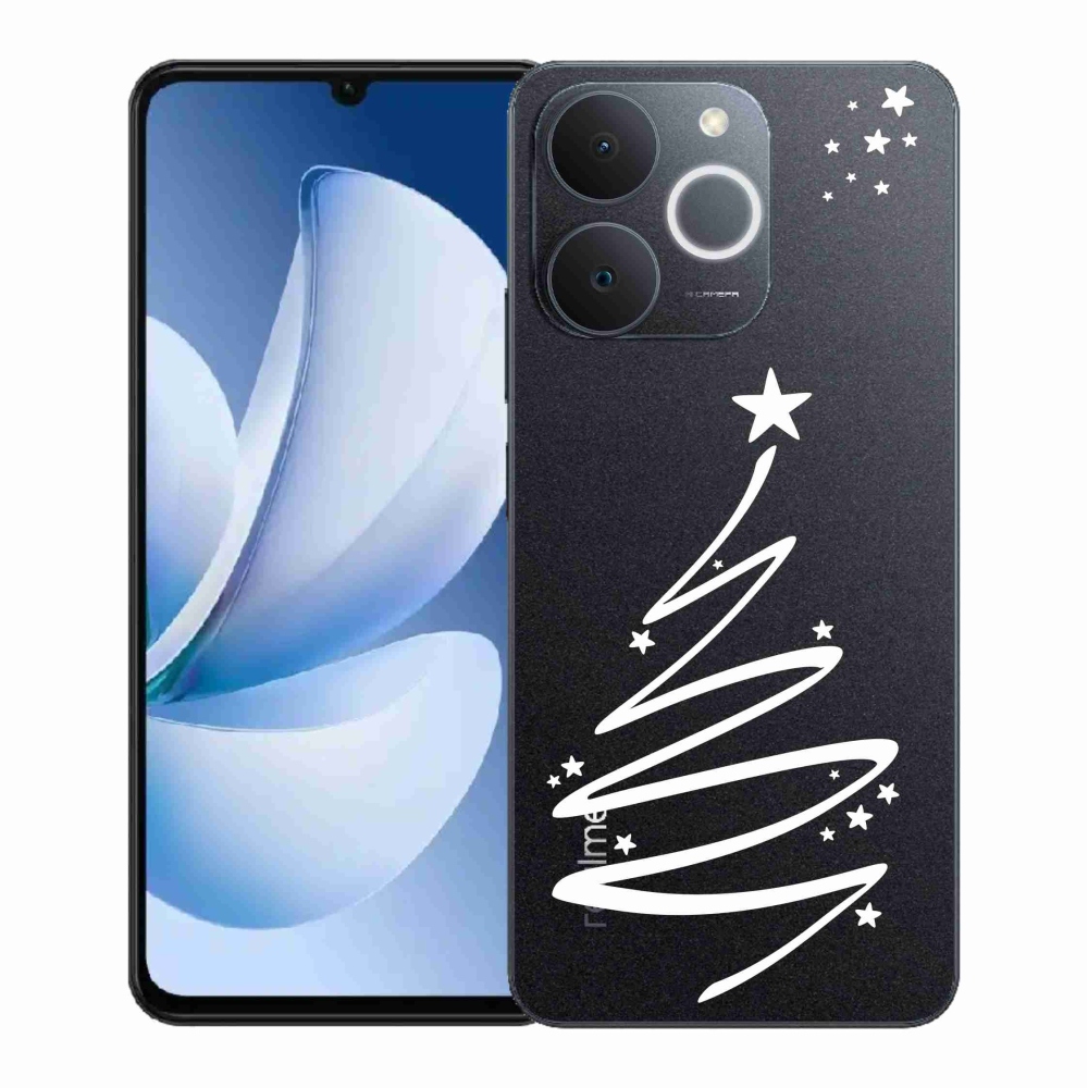Gélový kryt mmCase na Realme Note 70T - biely stromček na priehľadnom pozadí