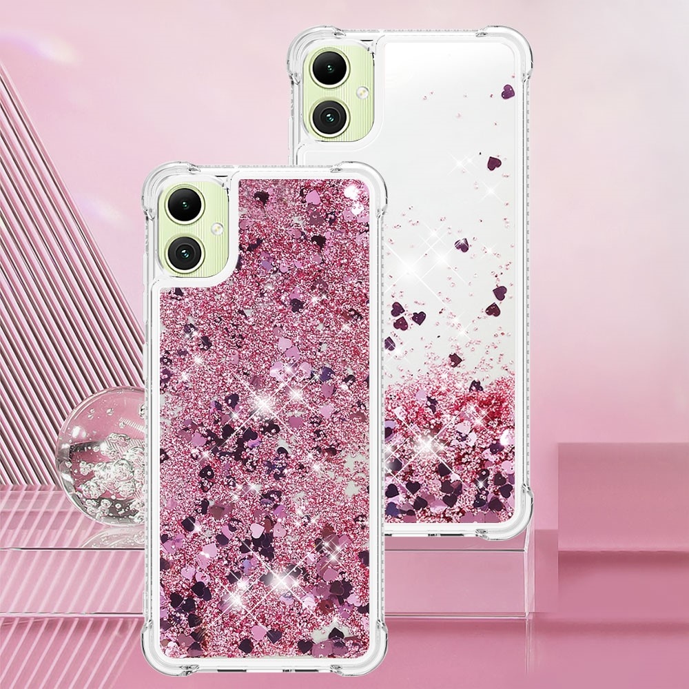 Glitter presýpací gélový obal na Samsung Galaxy A06 4G - ružovozlatý/srdiečka