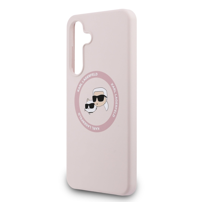 Karl Lagerfeld Liquid Silicone K&CH Heads MagSafe Zadný Kryt pre Samsung Galaxy S25 FE Pink