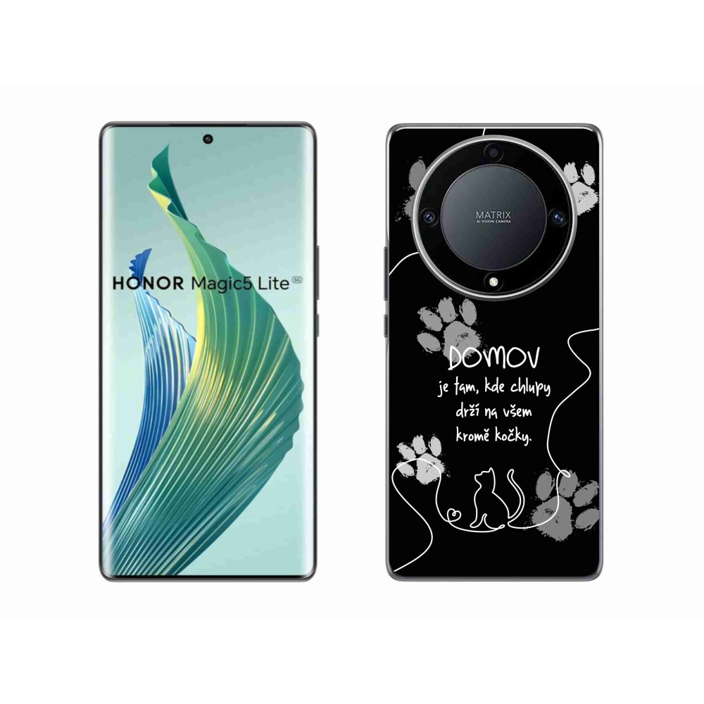 Gélový kryt mmCase na Honor Magic 5 Lite 5G - mačacie motív čierne pozadie