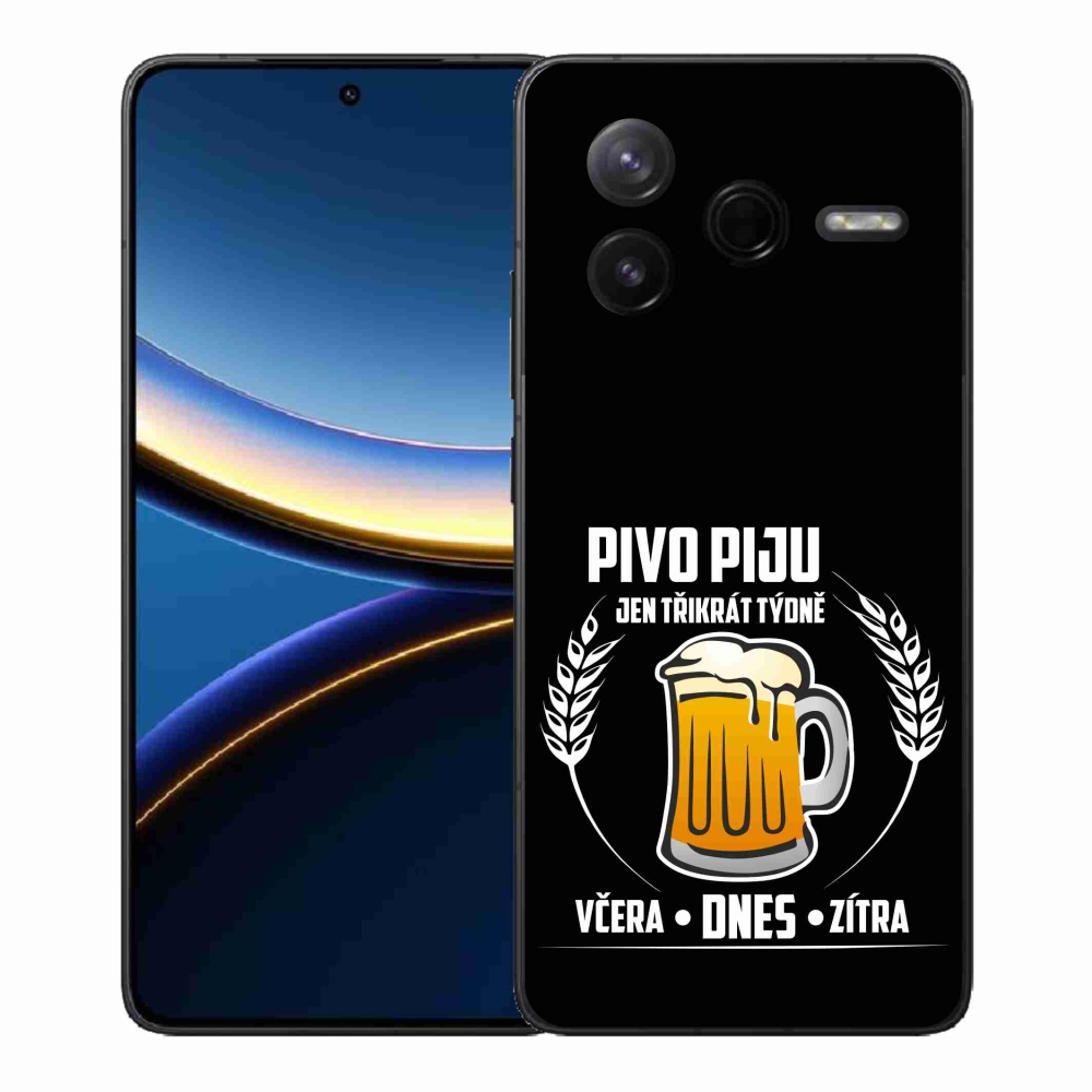 Gélový kryt mmCase na Xiaomi Poco F7 Pro - pivný motív čierne pozadie