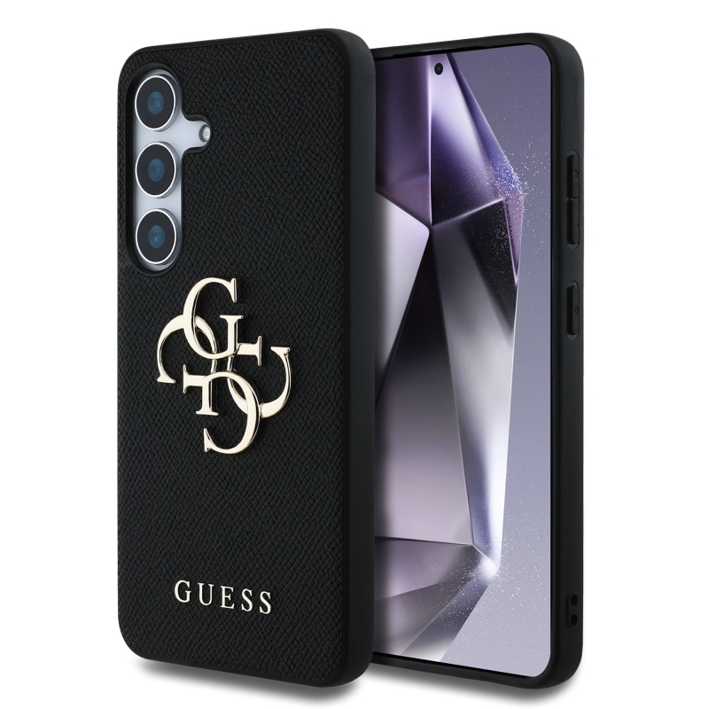 Guess PU Grained 4G Metal Logo Zadný Kryt pre Samsung Galaxy S25 Black