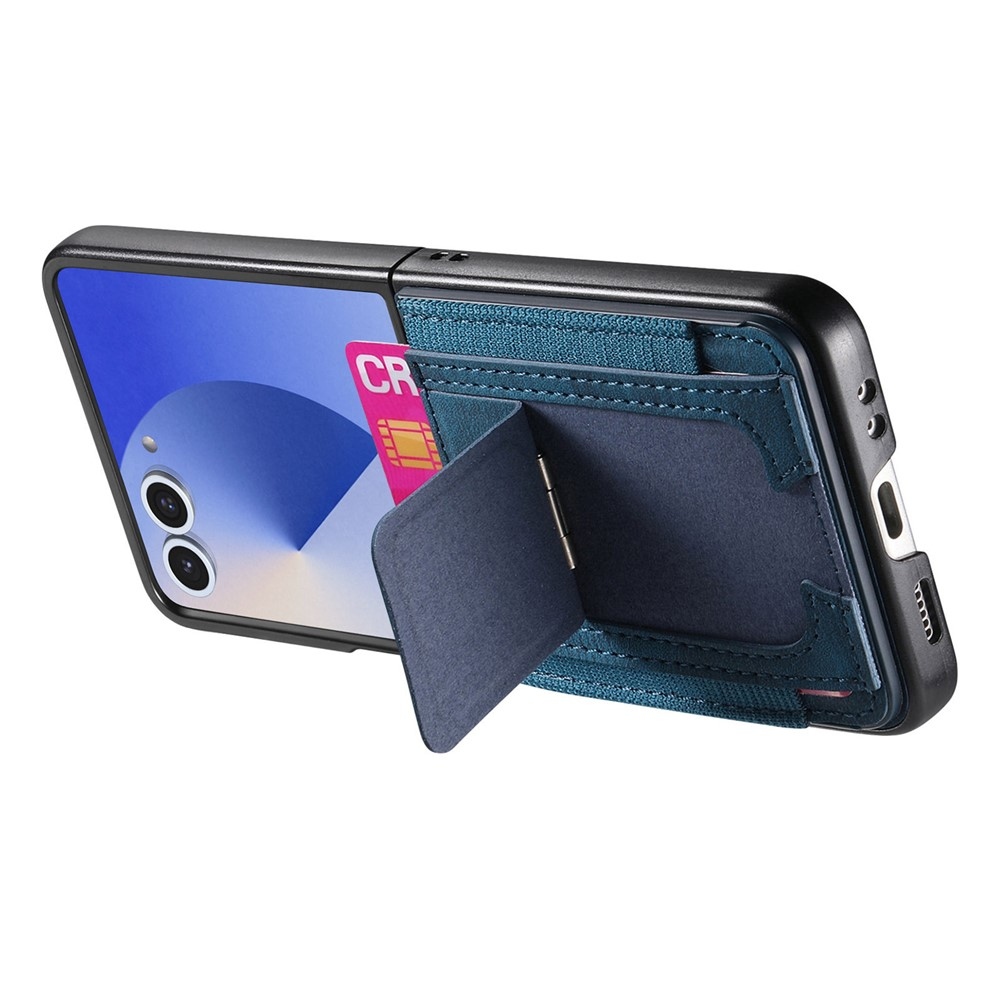 Luxurious plastový kryt s umelou kožou na Samsung Galaxy Z Flip7 5G - modrý