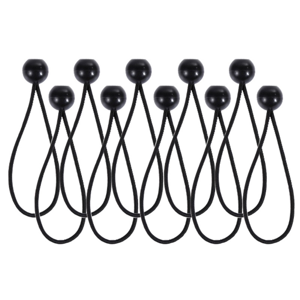 Upínacie gumové lanko s plastovou guličkou pre stan a plachty 15,5 cm (10 ks) - čierne