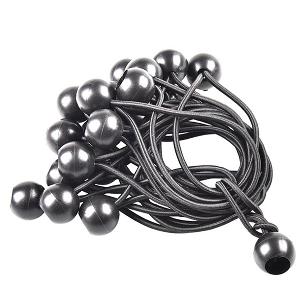 Upínacie gumové lanko s plastovou guličkou pre stan a plachty 15,5 cm (10 ks) - čierne