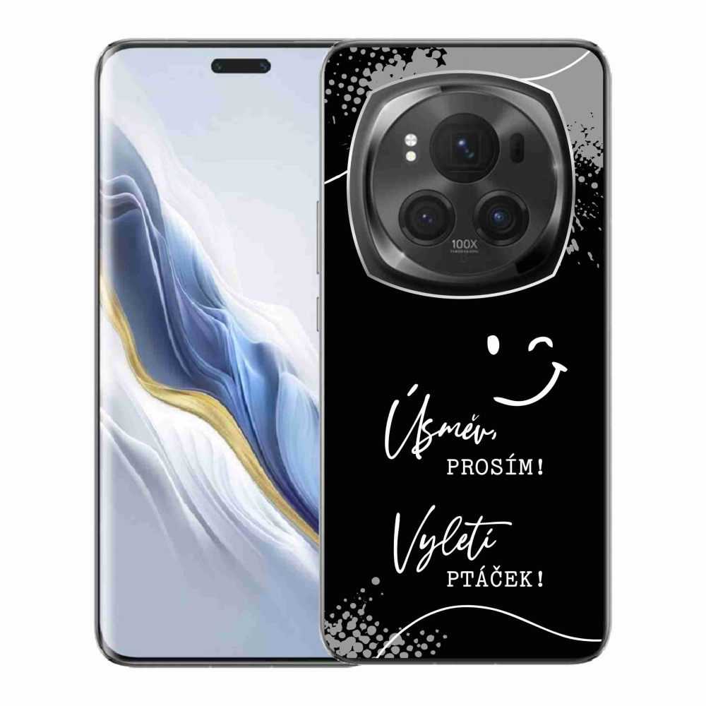 Gélový kryt mmCase na Honor Magic 6 Pro 5G - vtipný text 4 čierne pozadie