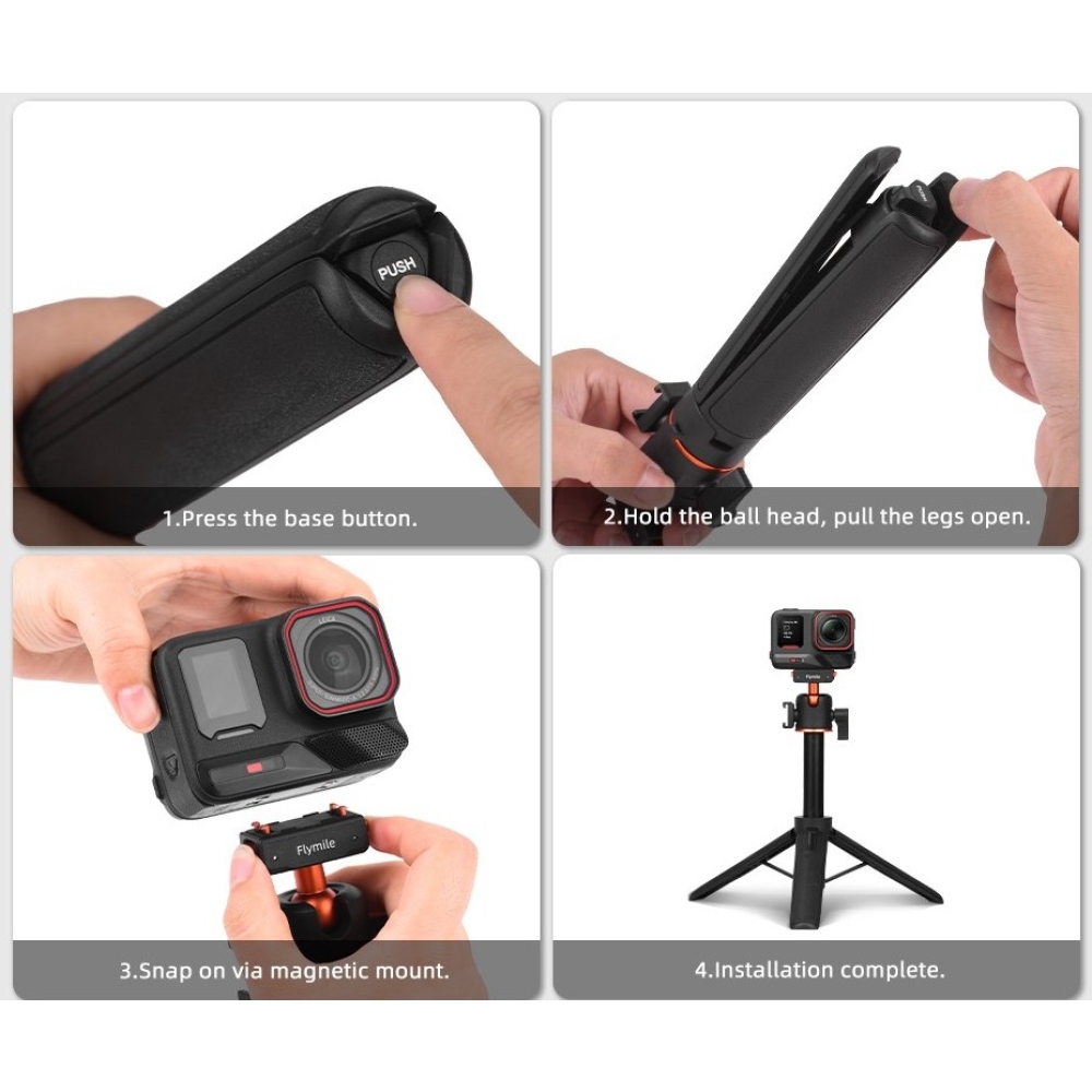 FLYMILE magnetická selfie tyč so statívom pre Insta360 Ace Pro, X5 a X3