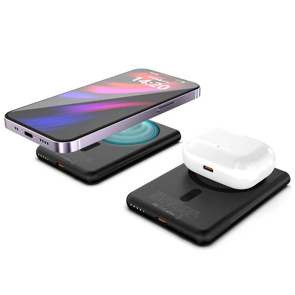 M10 Ultra tenká magnetická powerbanka 5000 mAh 15W so stojanom - čierna