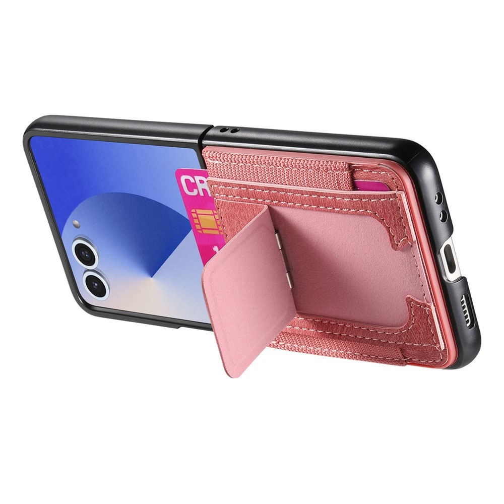 Luxurious plastový kryt s umelou kožou na Samsung Galaxy Z Flip7 5G - ružový