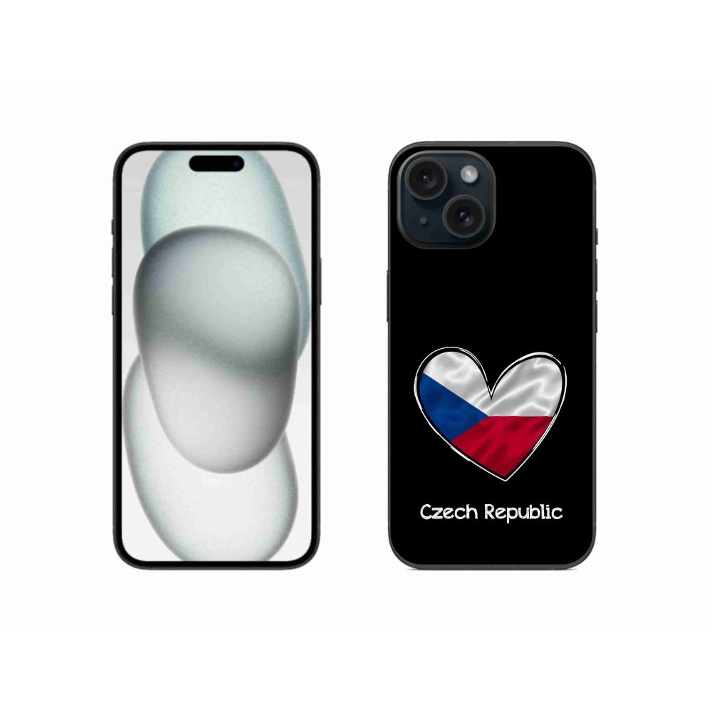 Gélový kryt mmCase na iPhone 15 - vlajka srdca čierne pozadie