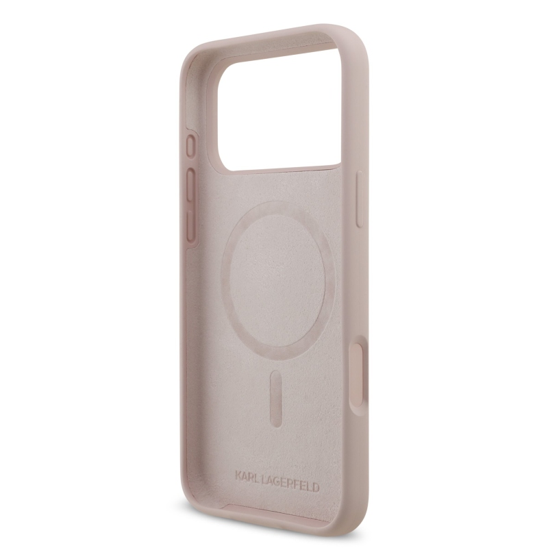 Karl Lagerfeld Tekutý silikónový kryt Karl and Choupette MagSafe pre iPhone 17 Pro Max Pink