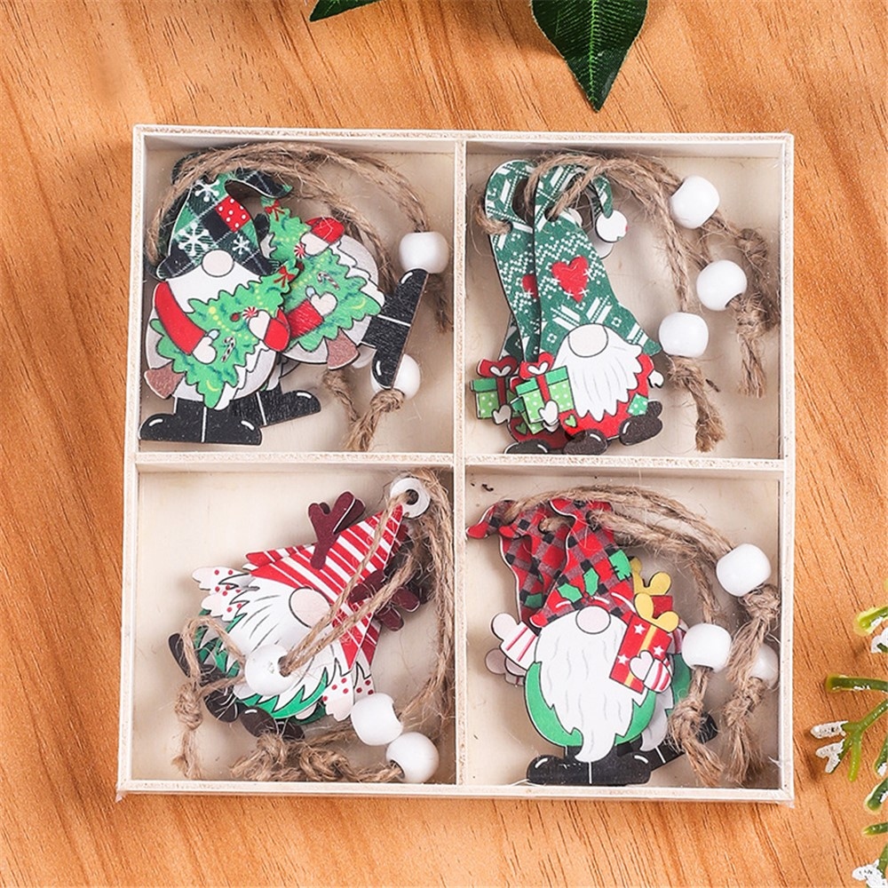 Závesná kolekcia drevených zimných škriatkov 12 ks - varianta 2