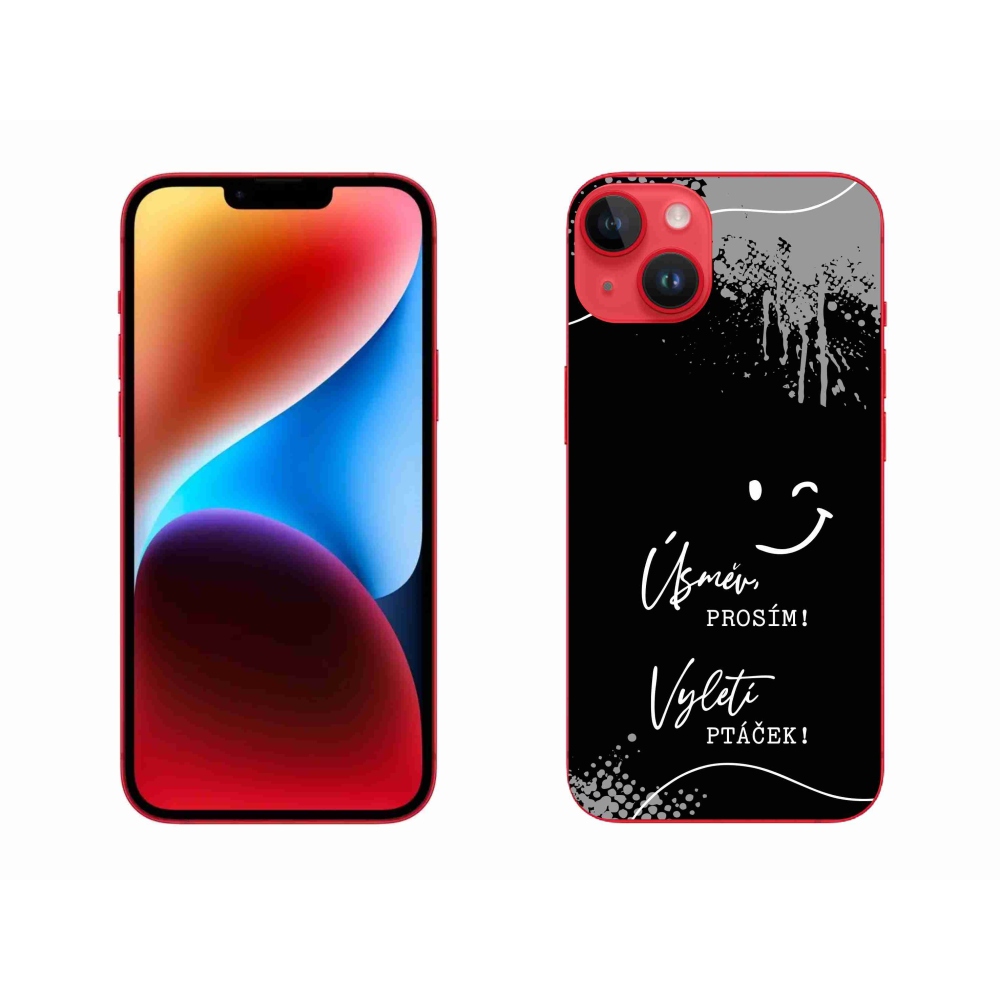 Gélový kryt mmCase na iPhone 14 Plus - vtipný text 4 čierne pozadie