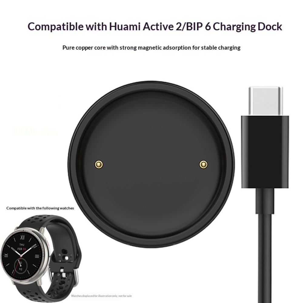 USB-A nabíjací kábel Pro Amazfit Active 2/Bip 6 1m - čierny
