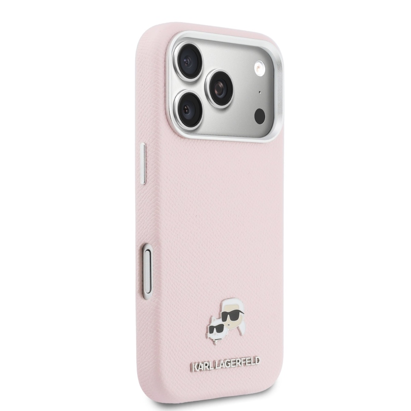 Karl Lagerfeld PU Karl and Choupette Heads Pins MagSafe zadný kryt pre iPhone 17 Pro Max Pink