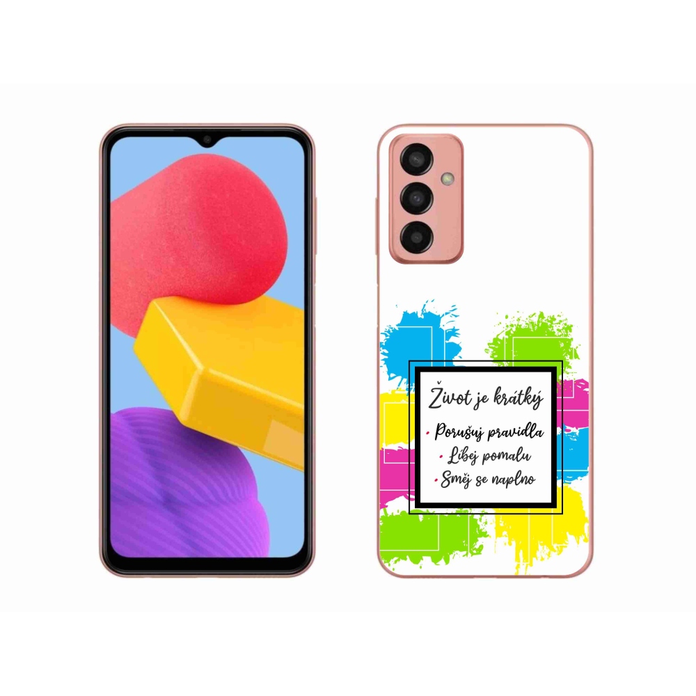 Gélový kryt mmCase na Samsung Galaxy M13 - citát 5 biele pozadie