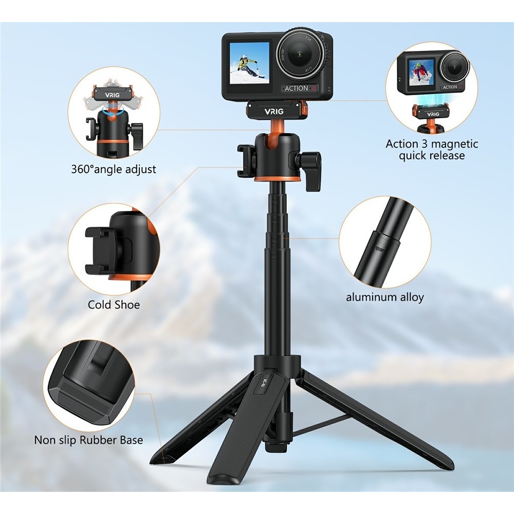 VRIG Magnetický rýchloupínací statív pre DJI Osmo Action 5 Pro, 4 a 3